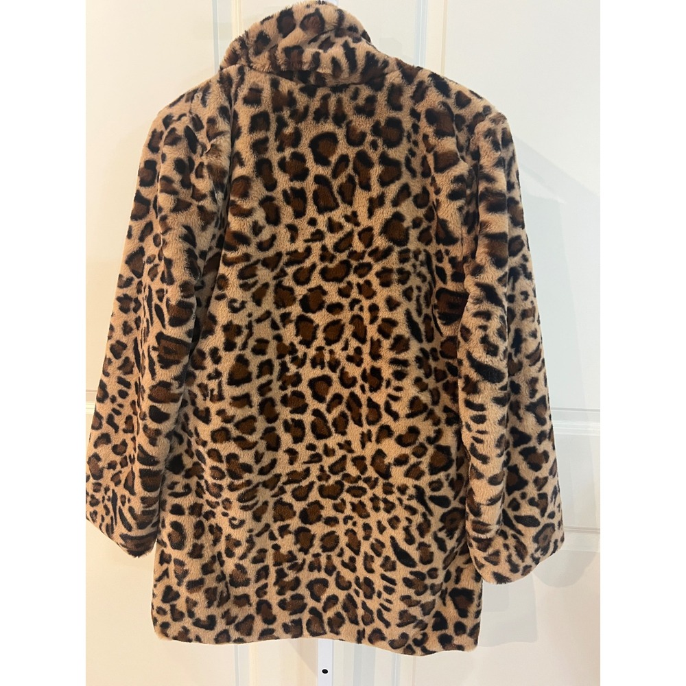 Love Tree Women's Faux Fur Leopard Print Coat Small Animal Print - Picture 3 of 7